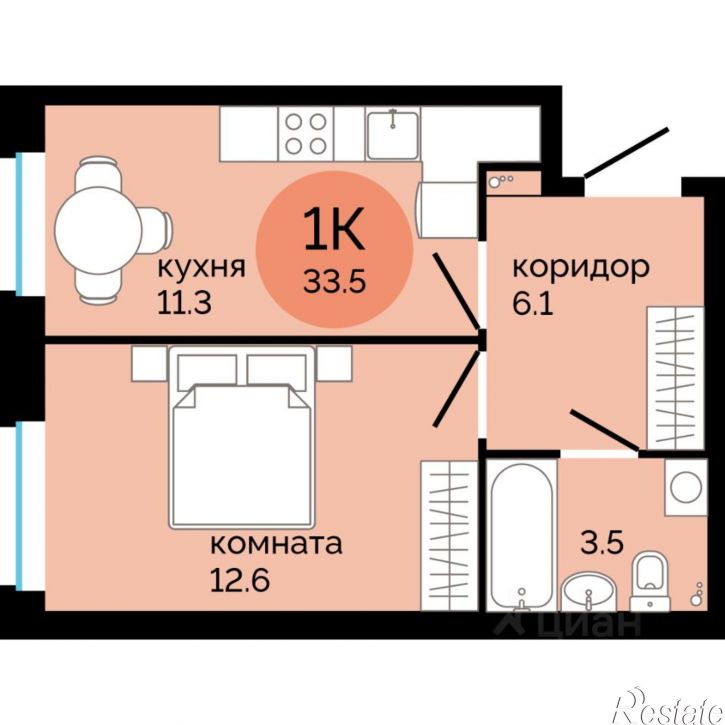 1-комн квартира в новом доме ул Яблочкова, 5 4,  д. 5 4,  к. 4