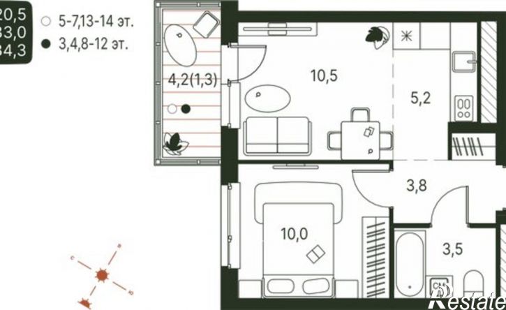 2-комн квартира в новом доме ул Нагорная, 111,  д. 111