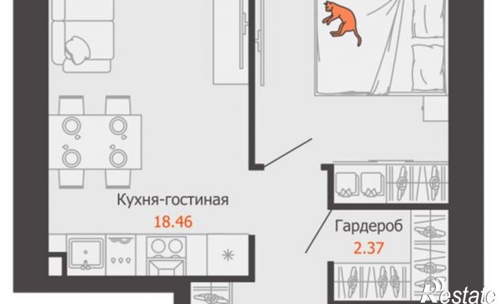 1-комн квартира в новом доме микрорайон Камская Долина, ЖК Пятый элемент