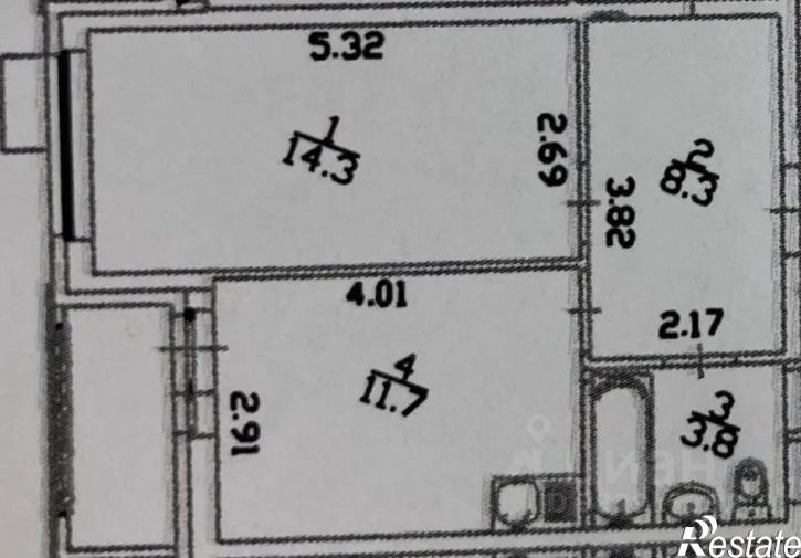 1-комн квартира ул Барамзиной, 32,  д. 32