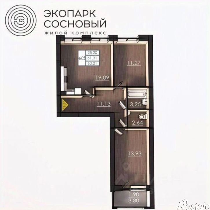 2-комн квартира в новом доме улица Борцов Революции, 1А