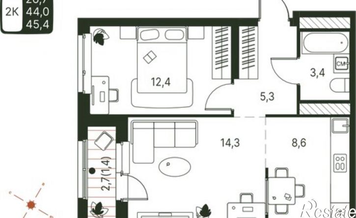 2-комн квартира в новом доме ул Нагорная, 111,  д. 111