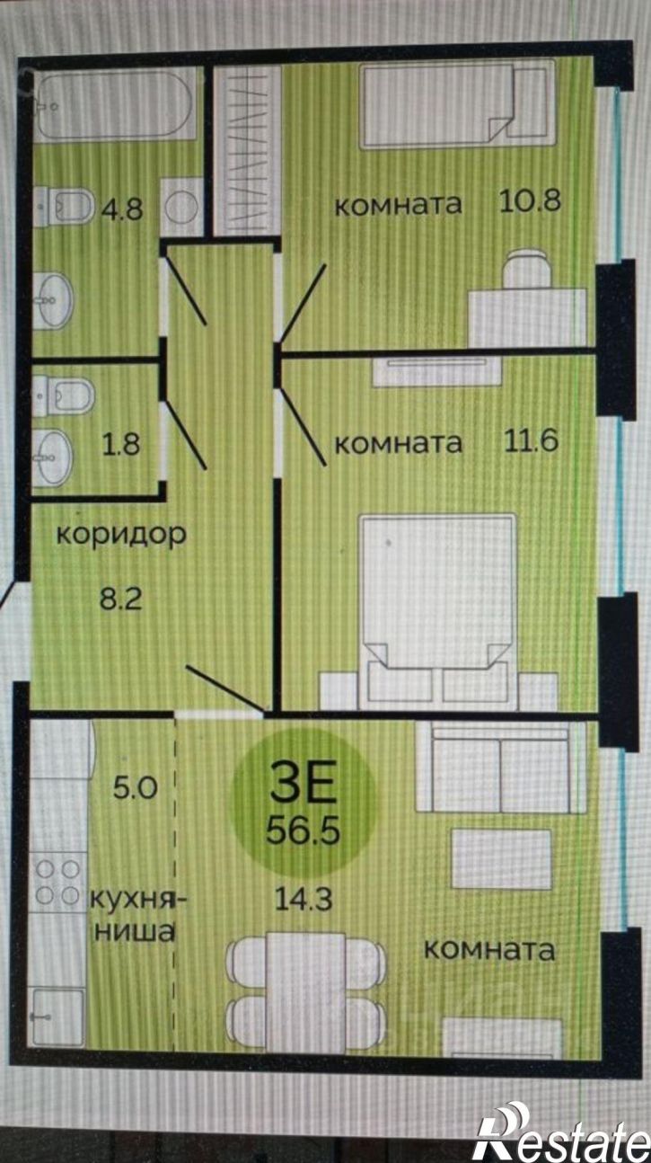 3-комн квартира улица Яблочкова, 5 к5,  д. 5 к5