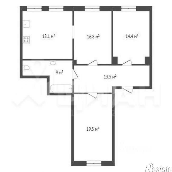 3-комн квартира улица Космонавта Леонова, 23,  д. 23