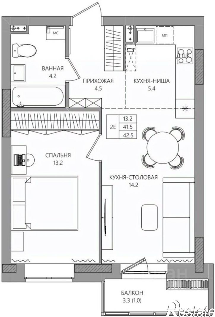 2-комн квартира в новом доме улица Комиссара Пожарского, 13а,  д. 13а