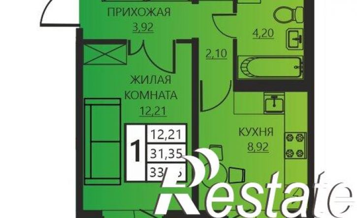 1-комн квартира в новом доме улица Гашкова, 51,  д. 51