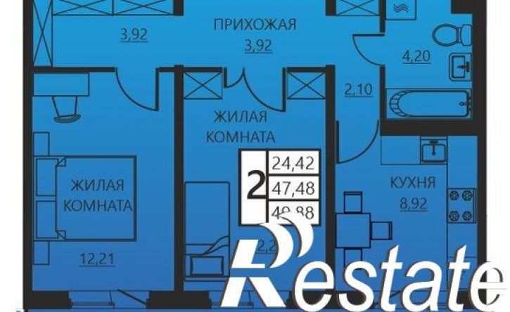 2-комн квартира в новом доме улица Гашкова, 51,  д. 51