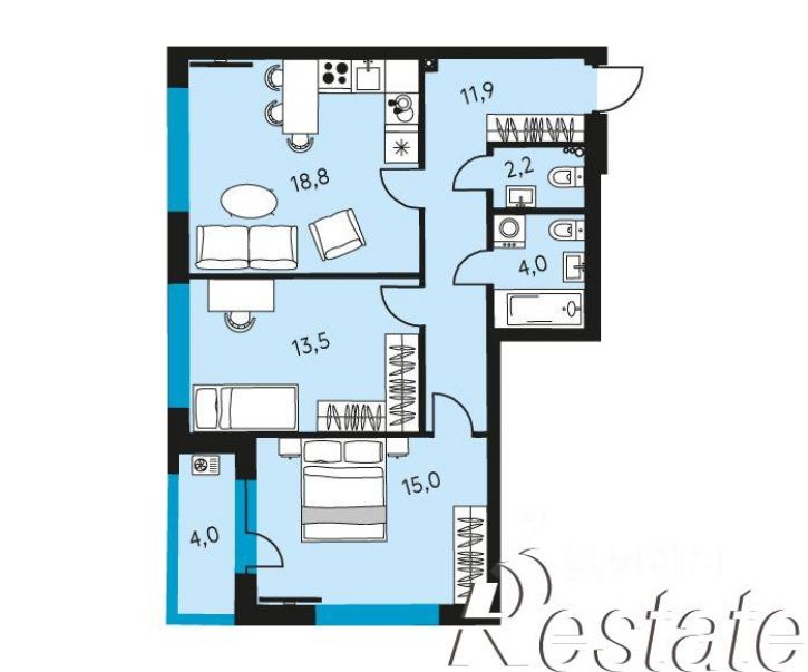 3-комн квартира в новом доме улица Пушкина, 89А,  д. 89А