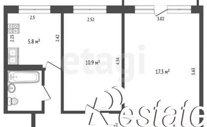 2-комн квартира улица Крупской, 88,  д. 88