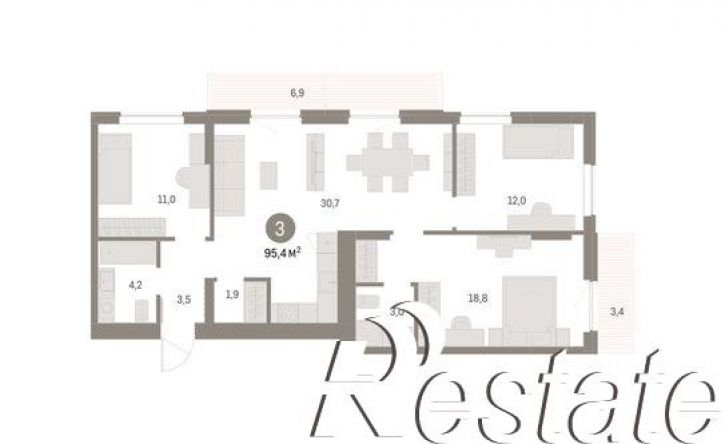 3-комн квартира в новом доме улица Куйбышева, 143,  д. 143