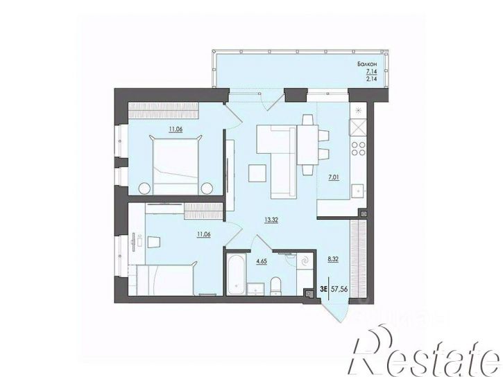 3-комн квартира в новом доме улица Сергея Есенина, 9А к2,  д. 9А к2