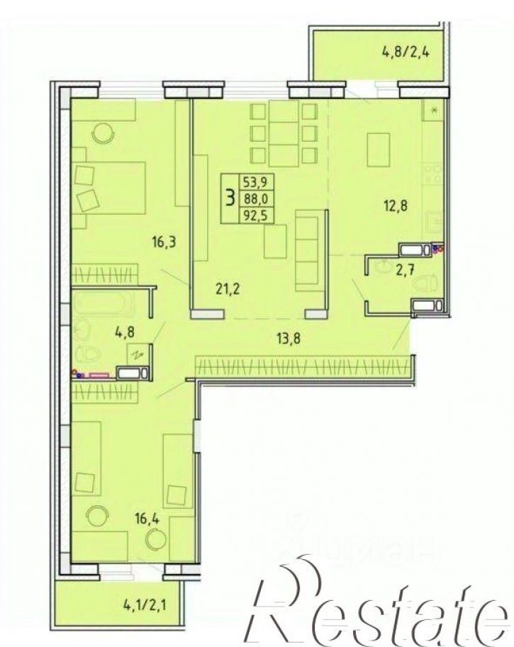 3-комн квартира улица Карпинского, 14,  д. 14