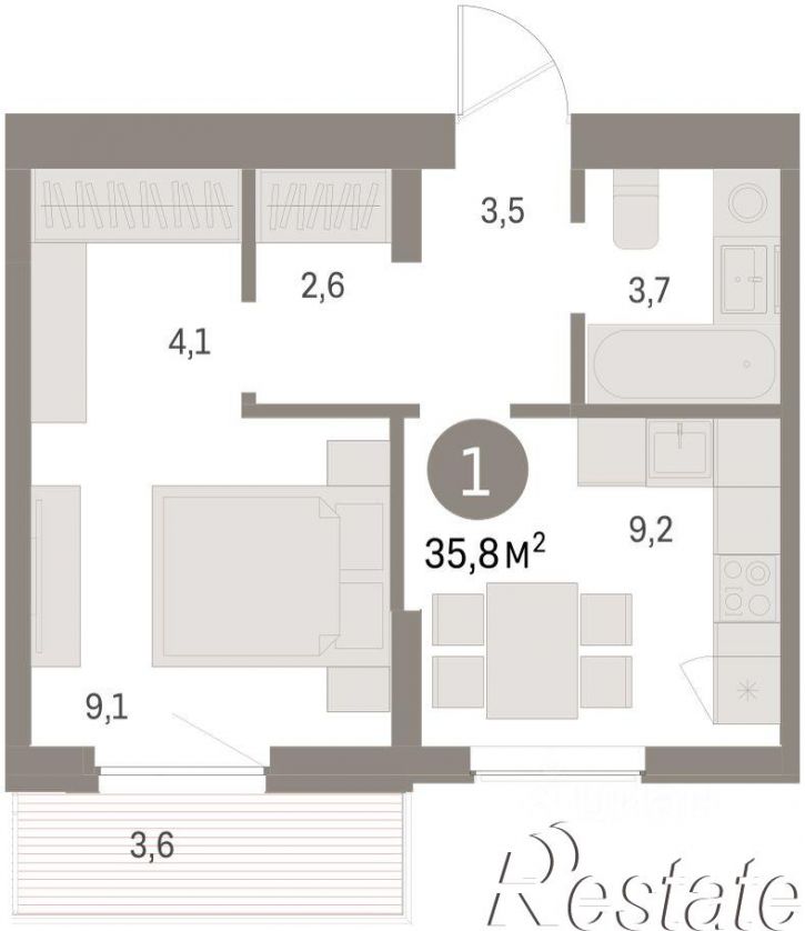 1-комн квартира в новом доме улица Куйбышева, 143,  д. 143