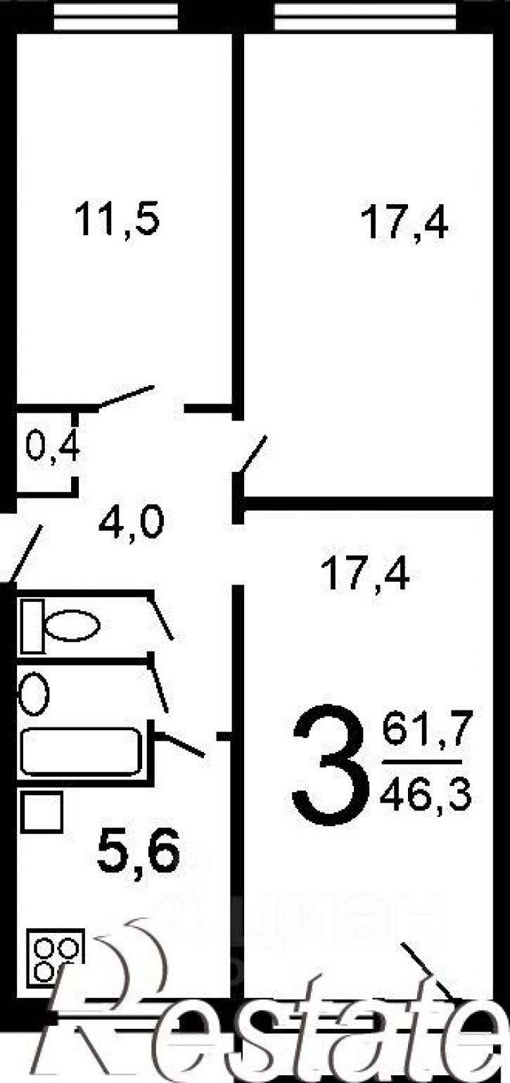 3-комн квартира улица Металлистов, 21,  д. 21