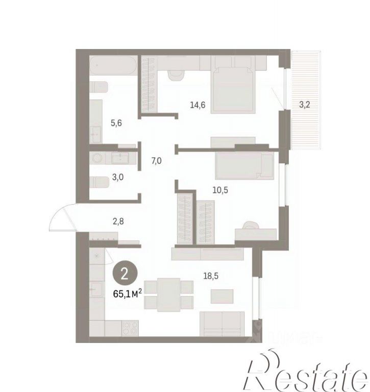 2-комн квартира в новом доме улица Куйбышева, 143,  д. 143