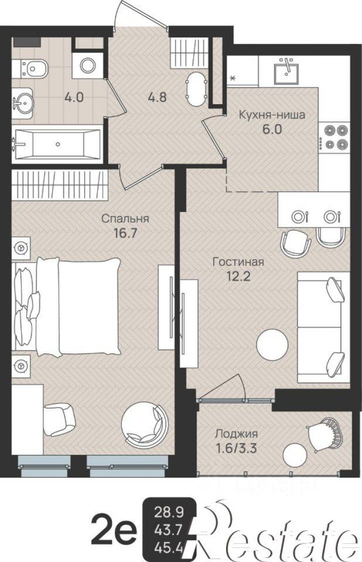 2-комн квартира в новом доме улица Архитектора Свиязева, 210,  д. 210