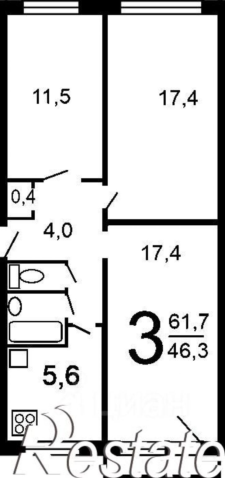 3-комн квартира улица Гусарова, 13,  д. 13