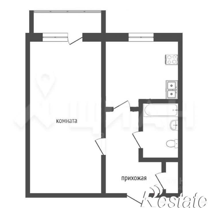 1-комн квартира улица Куйбышева, 54,  д. 54