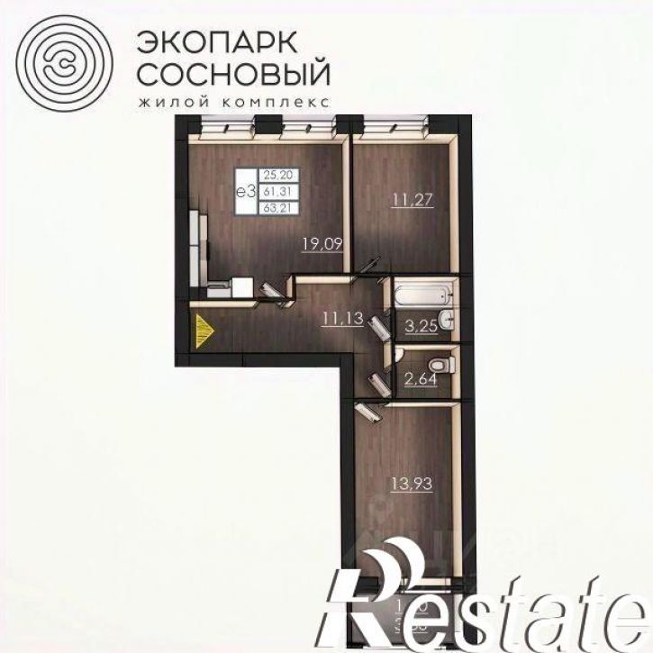 2-комн квартира в новом доме улица Борцов Революции, 1А к1,  д. 1А к1