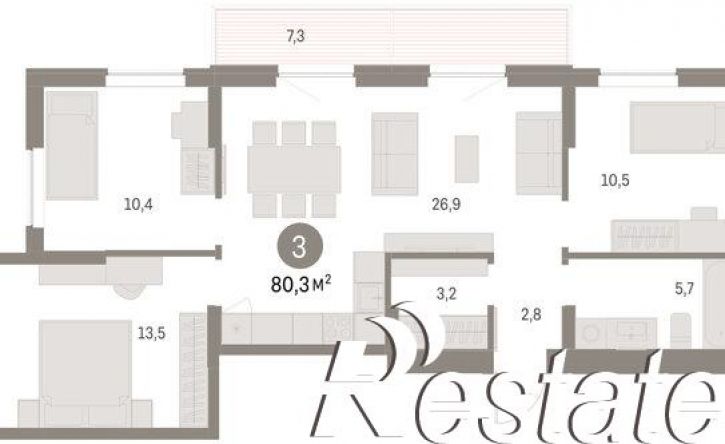 3-комн квартира в новом доме улица Куйбышева, 143,  д. 143