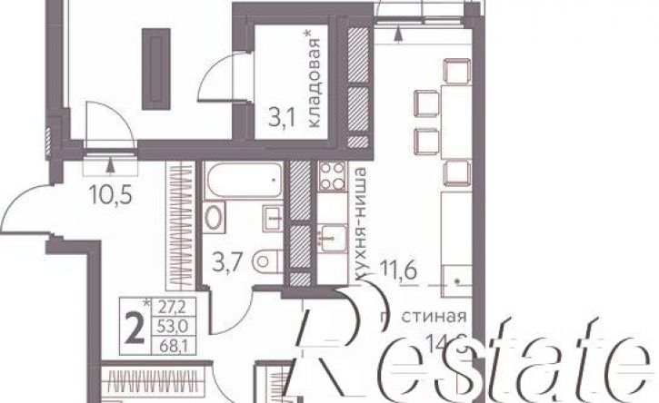 2-комн квартира в новом доме Серебристая улица, 3,  д. 3
