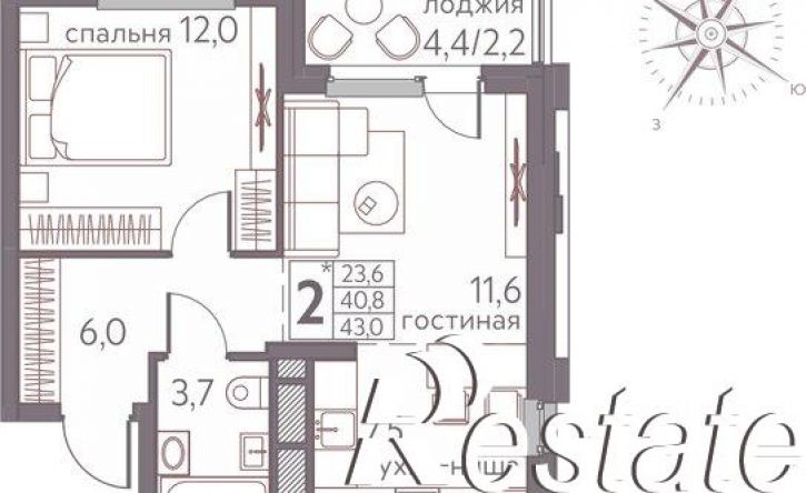 2-комн квартира в новом доме Серебристая улица, 3,  д. 3