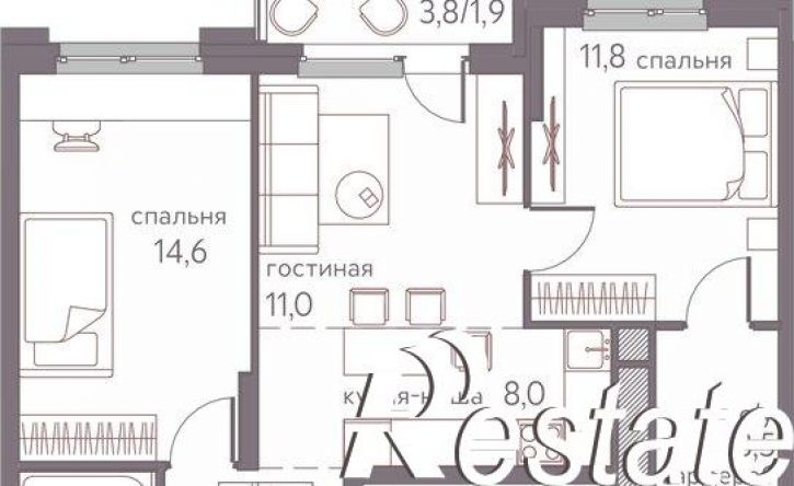 3-комн квартира в новом доме Серебристая улица, 3,  д. 3
