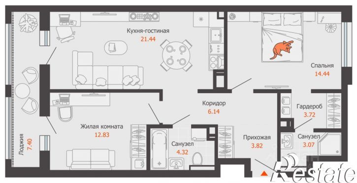 2-комн квартира в новом доме улица Дзержинского, 35,  д. 35