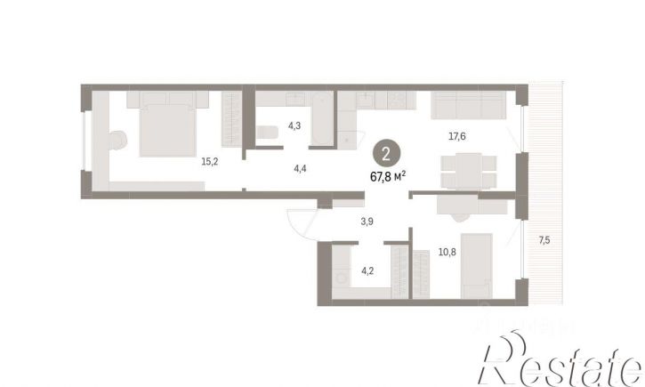 2-комн квартира в новом доме улица Куйбышева, 143,  д. 143