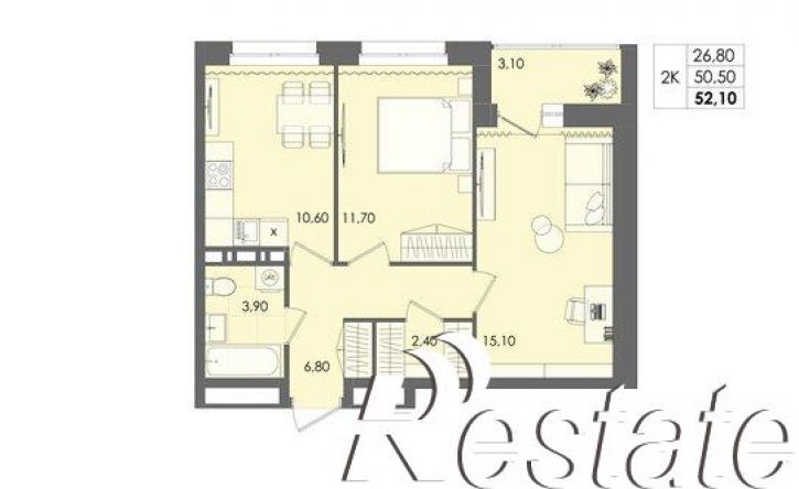2-комн квартира в новом доме улица Федосеева, 3,  д. 3