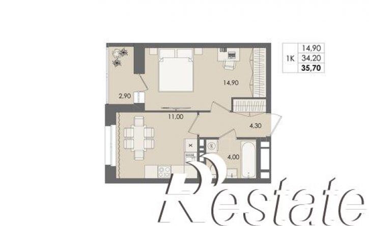 1-комн квартира в новом доме улица Федосеева, 3,  д. 3
