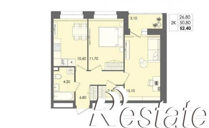 2-комн квартира в новом доме улица Федосеева, 3,  д. 3