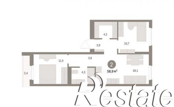 2-комн квартира в новом доме улица Куйбышева, 143,  д. 143