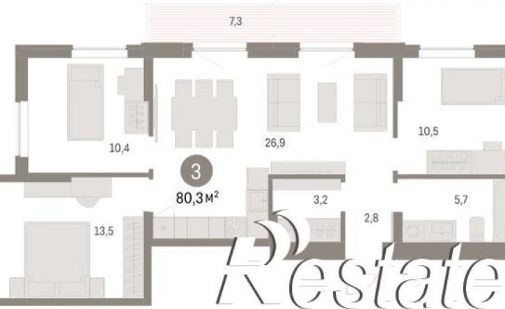3-комн квартира в новом доме улица Куйбышева, 143,  д. 143