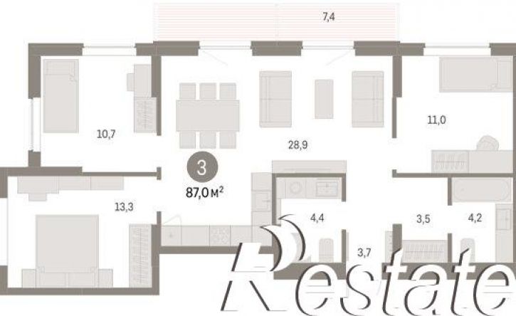 3-комн квартира в новом доме улица Куйбышева, 143,  д. 143