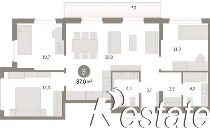 3-комн квартира в новом доме улица Куйбышева, 143,  д. 143