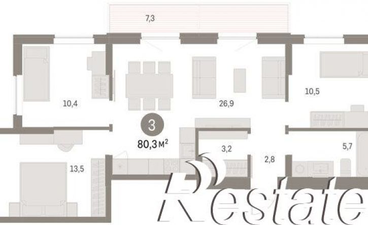 3-комн квартира в новом доме улица Куйбышева, 143,  д. 143