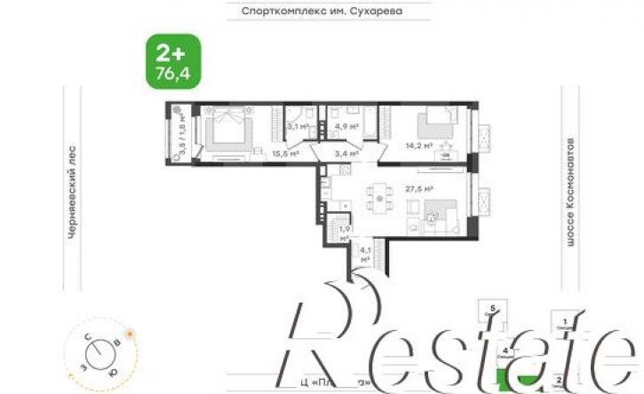 2-комн квартира в новом доме шоссе Космонавтов, 162л,  д. 162л