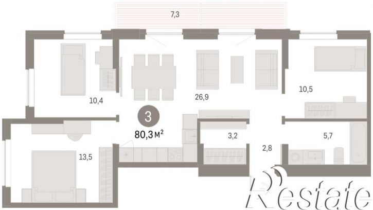 3-комн квартира в новом доме Куйбышева, 143