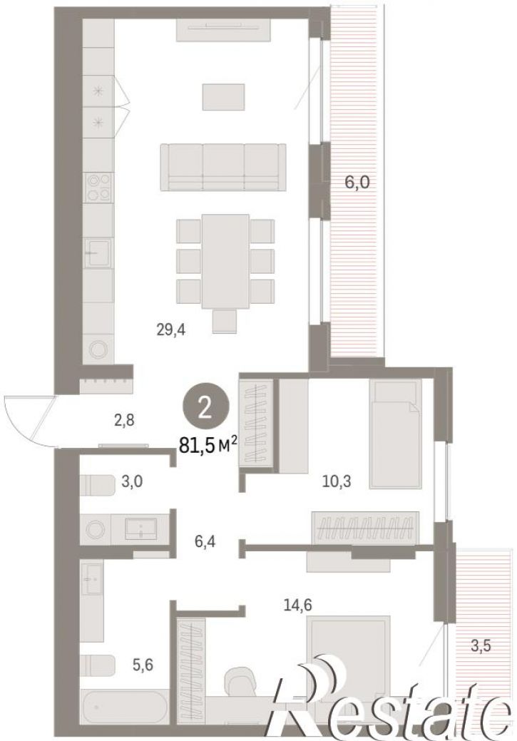 2-комн квартира в новом доме Куйбышева, 143