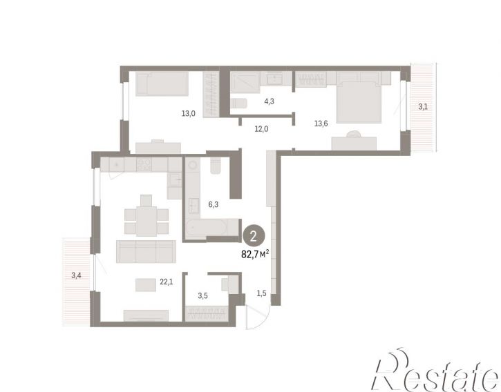 2-комн квартира в новом доме Куйбышева, 143