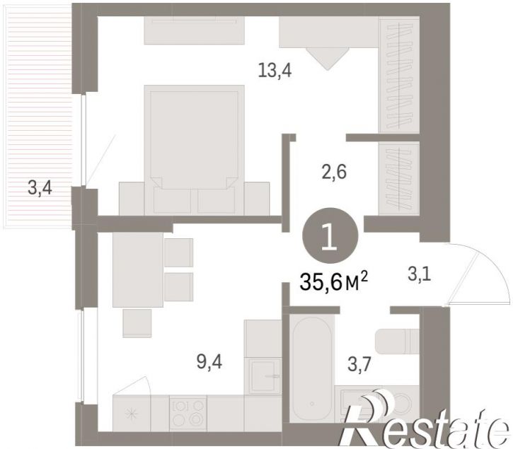 1-комн квартира в новом доме Куйбышева, 143