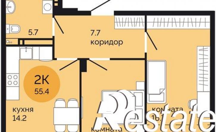 2-комн квартира в новом доме Саранская улица, 5А,  д. 5А
