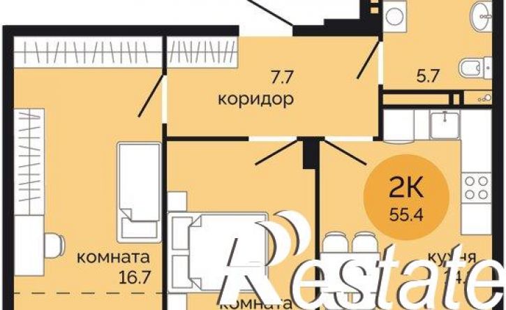 2-комн квартира в новом доме Саранская улица, 5А,  д. 5А