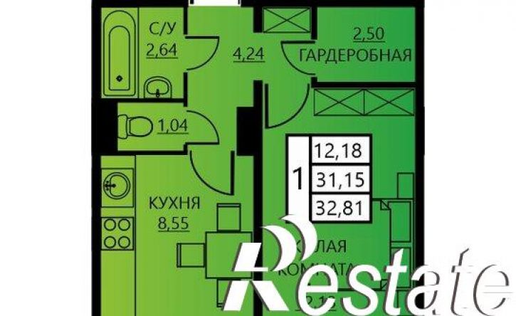 1-комн квартира в новом доме улица Гашкова, 55,  д. 55