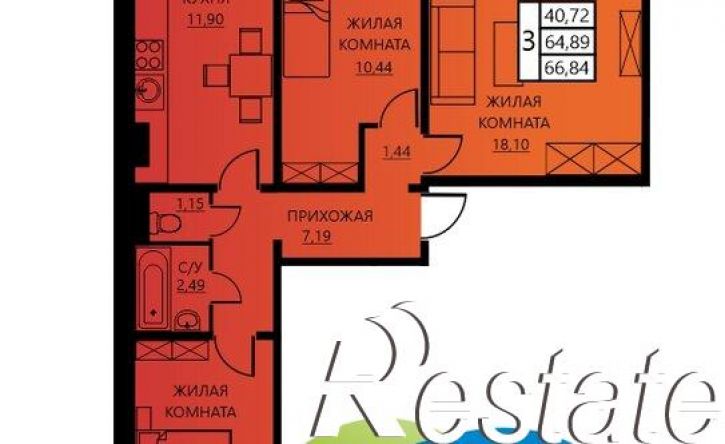 3-комн квартира в новом доме улица Гашкова, 55,  д. 55