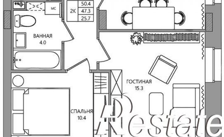 2-комн квартира в новом доме Самолётная улица, 7А,  д. 7А