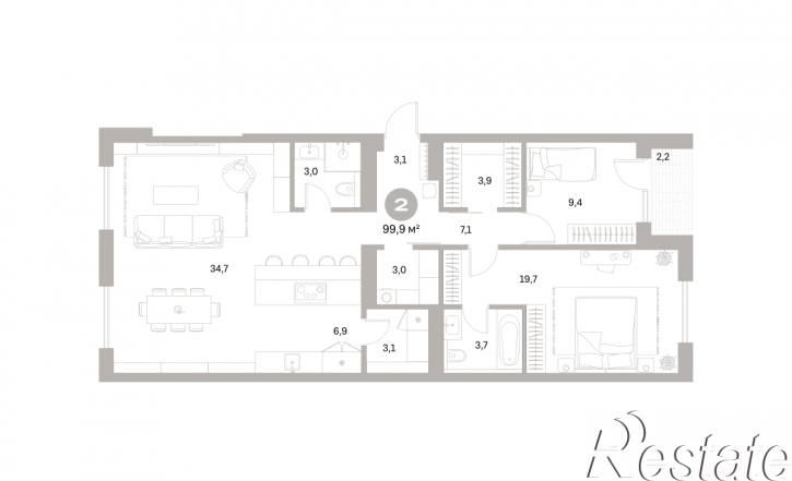 2-комн квартира в новом доме Куйбышева, 110