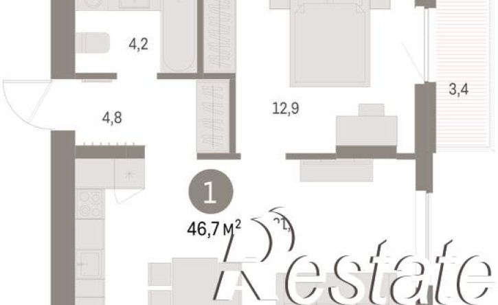 1-комн квартира в новом доме улица Куйбышева, 143,  д. 143